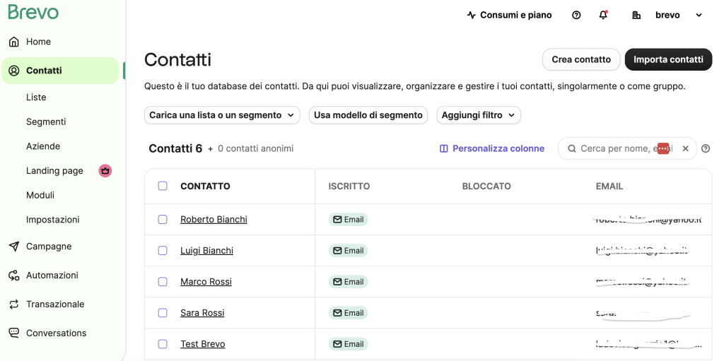 contatti database