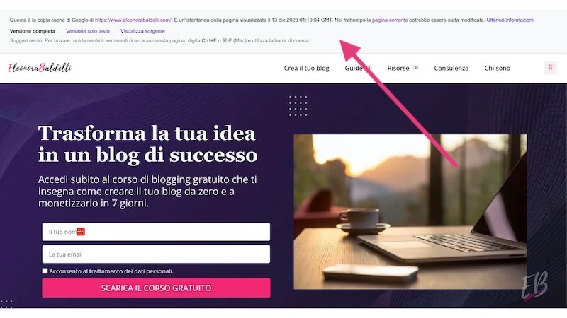 cache google esempio
