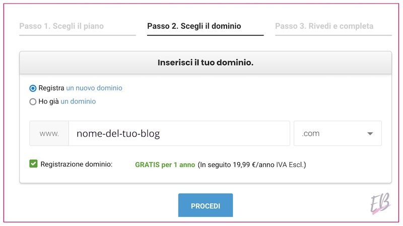 scegliere il dominio scegliere il dominio