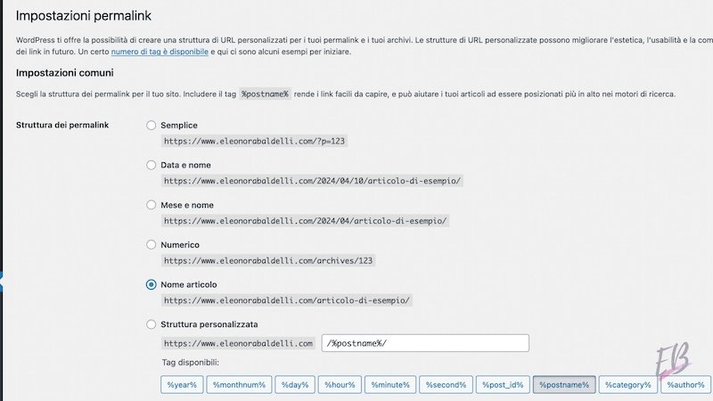 Impostazioni permalink WordPress Impostazioni permalink WordPress